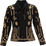 Vintážní luxusní bunda se zlatou výšivkou - Černá S Barva: Černá, Velikost: S