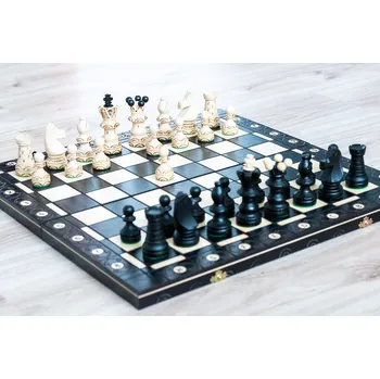 Šachy Dřevěné šachy královské černé + doprava zdarma