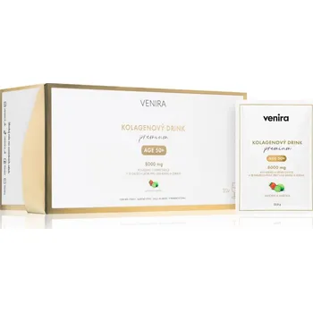Venira Kolagenový drink 50+ prášek na přípravu nápoje pro krásné vlasy, pleť a nehty příchuť Strawberry-Lime 30 ks