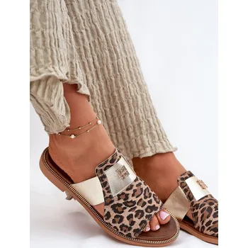 Dámské pantofle Elegantní Pantofle Z Přírodní Kůže Na Plochém Podpatku Zazoo 40423 Barva: Béžová, Velikost: 40