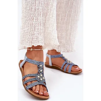 Dámské sandále Dámské Ploché Sandály S Pletenými Pásky Artiker 56C1323 Barva: Modrá, Velikost: 39