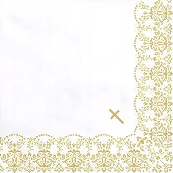 Papírový ubrousek Papírové ubrousky k prvnímu svatému přijímání zlatý ornamen 33 cm 20