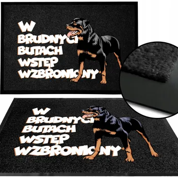 Vstupní rohožka černá ke dveřím NÁPIS ŠPINAVÉ BOTY – NEVSTUPUJ VZOR