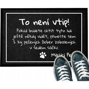 Rohožka ČERNÁ VSTUPNÍ ROHOŽKA PŘED DVEŘE 40X60 cm HIT NÁPIS TO NENÍ VTIP!