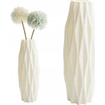 Obraz Plastová váza Úzká Bílá Dekorace domu na zahradu hřbitov do zahrady