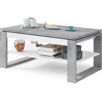 Konferenční stolek Konferenční stůl se zvedací deskou a policí NEA šedá beton/bílá