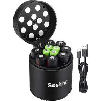 Soshine inteligentní 12slotová USB nabíječka pro 1,5V Li-ion baterie AA/AAA