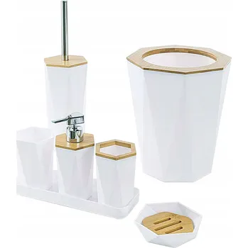WC štětka Sada koupelnových doplňků, 7 dílů: koš a WC štětka