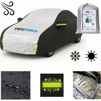 Plachta na motorové vozidlo Ochranná plachta na auto hatchback proti kroupám, UV záření, se zipem a odrazkami, 425 cm