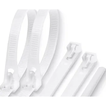 Stahovací páska Bílé stahovací pásky opakovaně použitelné 7,4 x 450 mm / 100 ks