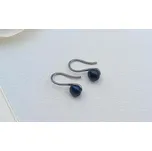 Tmavě modré říční perly náušnice na chirurgické oceli, šperk hand made