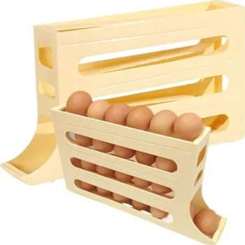 Stojánek na vajíčko Stojan, organizér na vajíčka, krémový, plastový, čtyřpatrový