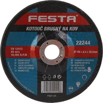 Brusný kotouč Kotouč na kov brusný 150 x 6,4 x 22,2 mm FESTA