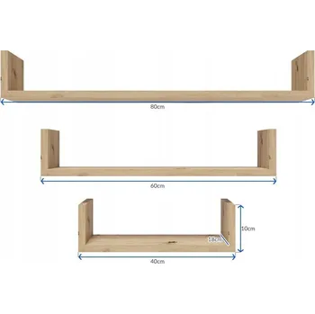 police Závěsná police EX3 VELKÁ dub artisan, sada 3 ks polic