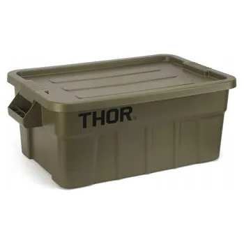 Úložný box Kontejner s víkem pro přepravu THOR Tote Box 53 L - olivově zelená