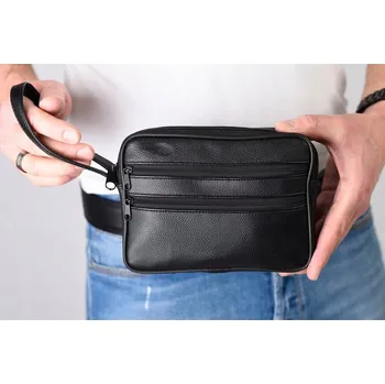 Outdoorové zavazadlo Pako Jeans ledvinka na opasek Elegantní pánská kožená ledvinka na opasek černá