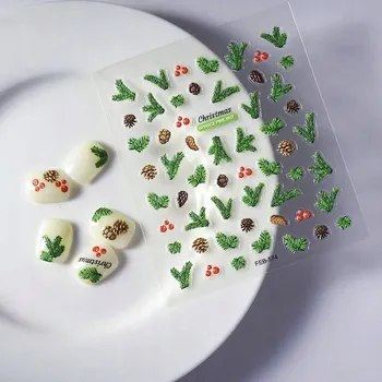 samolepka VÁNOČNÍ 3D Samolepky na nehty, samolepicí ŠIŠKY vzory