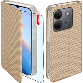 Pouzdro na mobilní telefon Flipové pouzdro KrainaGSM pro Infinix SMART 7 HD zlaté