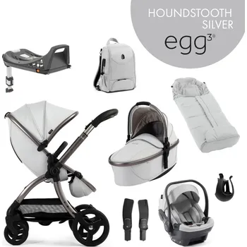 Kočárek Kočárek BabyStyle Egg3 set 8 v 1 Houndstooth Silver 2025 - Special Edition