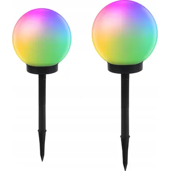 Venkovní osvětlení 2x zahradní stojací lampa koule barevná LED RGB solární 15 + 25 cm
