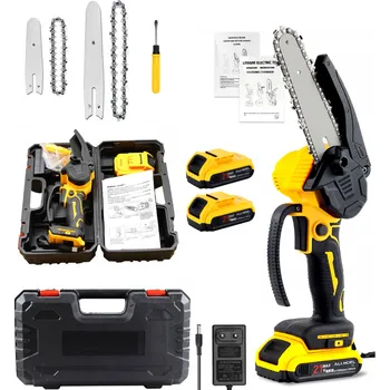 Ruční pilka AKU Elektrická ruční pilka s mazáním + 2x baterie + 2x řetěz