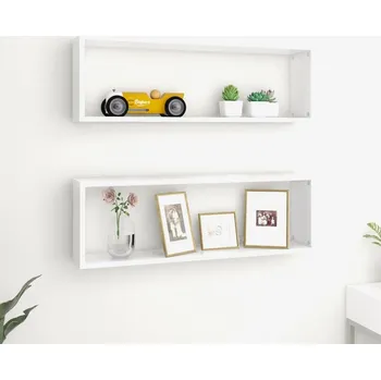 police vidaXL Nástěnné obdélníkové police 2 ks bílé 80x15x26,5 cm kompozit