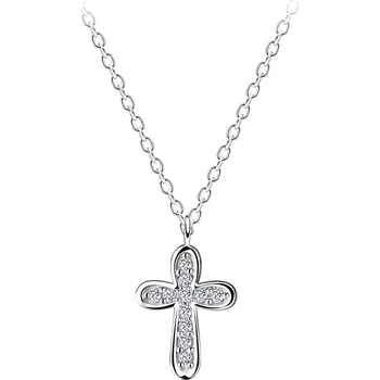 Náhrdelník Stříbrný náhrdelník s křížem - bílý