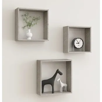 police Nástěnné police kostky 3 ks bílé a dub sonoma