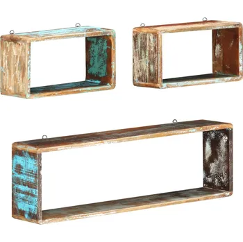 police 3dílná sada nástěnných obdélníkových polic masivní akácie