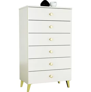 Komoda Velká komoda do ložnice obývacího pokoje 6 zásuvek na nožičkách zlaté úchyty 104 cm