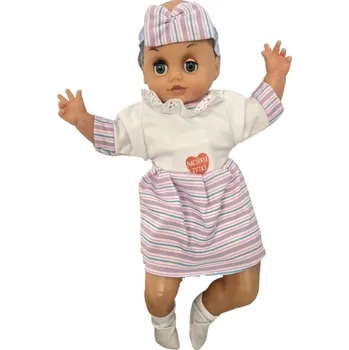 Panenka DROMEDÁR Panenka miminko AGUSIA 35 cm zpívá polské písničky, šaty s proužky