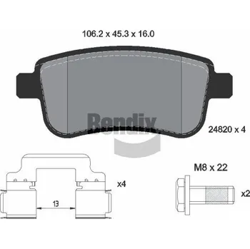 Brzdová destička Sada brzdových destiček, kotoučová brzda BENDIX Braking BPD1133