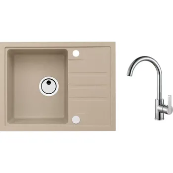 Granitový dřez Alveus SET ALVEUS Intermezzo 30 - 55 + BATERIE TONIA Chrom obdélníkový granitový dřez 620 x 480 mm v setu s baterií