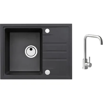 Granitový dřez Alveus SET ALVEUS Intermezzo 30 - 91 + BATERIE ANGEL chrom obdélníkový granitový dřez 620 x 480 mm v setu s baterií