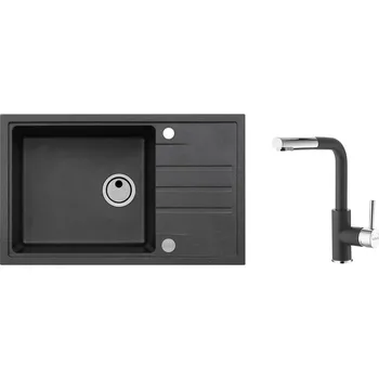 Granitový dřez SET ALVEUS INTERMEZZO 130/91 + BATERIE SIROS 91 obdélníkový granitový dřez 595 x 475 mm v setu s baterií