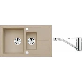 Granitový dřez Alveus SET ALVEUS INTERMEZZO 70/55 + BATERIE RUTA obdélníkový granitový dřez 780 x 480 mm v setu s baterií