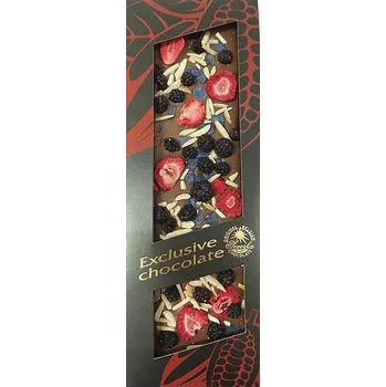 Čokoláda SEVERKA Mléčná čokoláda s ostružinami, jahodami, mandlemi a fialkami 120g