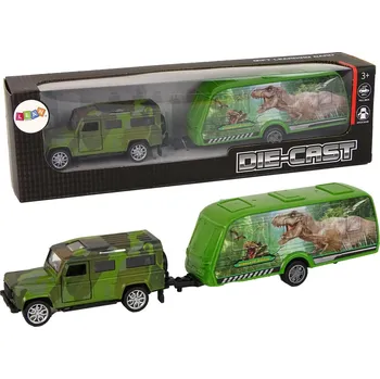 autíčko LEAN Toys Autíčko Jeep s přívěsem pro dinosaury