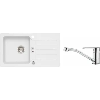 Granitový dřez Alveus SET ALVEUS NIAGARA 30/11 + BATERIE RUTA - granitový bílý dřez 775 x 430 mm v setu s baterií