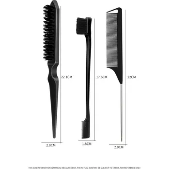 hřeben Sada hřebenů pro úpravu jemných vlasů a kontur | tupírovací hřeben, kartáč na vlasy - Černý