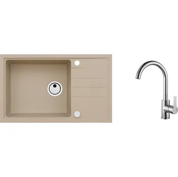 Granitový dřez Alveus SET ALVEUS INTERMEZZO 130/55+BATERIE TONIA Chrom obdélníkový granitový dřez 780 x 480 mm v setu s baterií