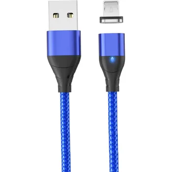 Datový kabel Magnetický rychlonabíjecí kabel USB A na IOS iPhone Lightning 1 m 3A LED indikátor silný magnet datový a napájecí kabel magnetická zástrčka modrá