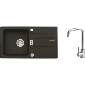 Granitový dřez Alveus SET ALVEUS NIAGARA 30/91 + BATERIE Angel - granitový černý dřez 775 x 430 mm v setu s baterií