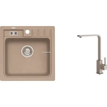 Granitový dřez Alveus SET ALVEUS NIAGARA 20/55 + BATERIE AFRA 55 - béžový granitový dřez 465 x 465 mm v setu s baterií