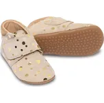 POM POM Dětské kožené bačkůrky se suchým zipem pro první krůčky Beige Gold Pom Pom® Beginners™ Velikost: 25