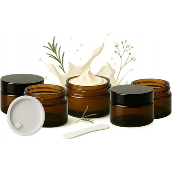 Sklenice 5 x nádoba Skleněná Zavařovací Sklenice Hnědá z tmavého skla 20 g 20 ml na krém Vzorky