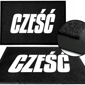 Rohožka VSTUPNÍ ROHOŽKA 40X60 ČERNÁ POD DVEŘE DO DOMU NÁPIS HIT AHOJ VZOR