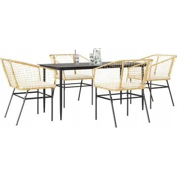 5dílná zahradní souprava s polštáři hnědý polyratan sklo