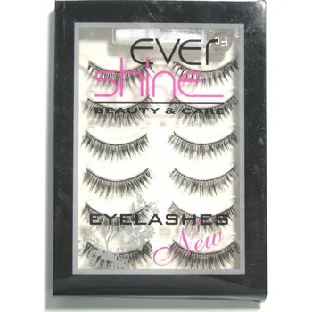 Péče o řasy a obočí Umělé řasy na pásku hedvábné černé SADA 6 PÁRŮ + LEPIDLO F-08