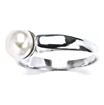 Prsten Stříbrný prsten přírodní perla bílá- T1180 (Stříbrný prsten s přírodní perlou 8 mm )